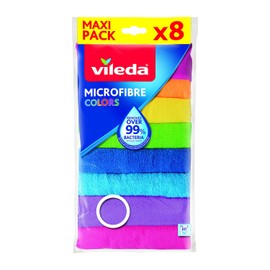 Vileda Paños de microfibra Colors, multipack de 30 x 30 cm, multicolor para distinguir los ámbitos de aplicación, 8 + 1 gratis