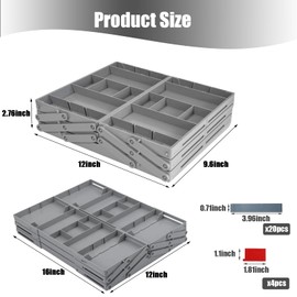 3 Tier Drawer Organizer Smart Collapsible Desk Organizer Multi Level Expandable Junk Drawer Organizer Storage Tray for Makeup, Jewelry, Office Supplies, Kitchen Gadgets (2 Row with 3-Tier)