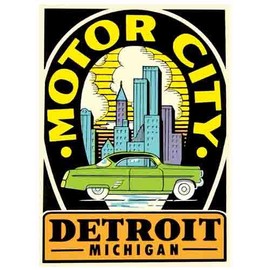 Detroit Michigan MI The Motor City Vintage Travel Decal Sticker Souvenir