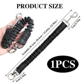 Dog Lead Shock Absorber, Elastic Dog Small Bungee Lead Extension, Lead for Any Dog Lead, Elastic Adjustable Dog Training Lead for Medium and Large Dogs, Black