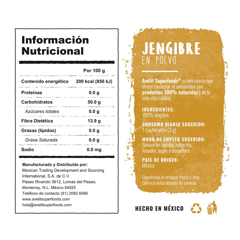 Avelit Superfoods | Jengibre en polvo 200g | 100% Natural