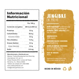 Avelit Superfoods | Jengibre en polvo 200g | 100% Natural