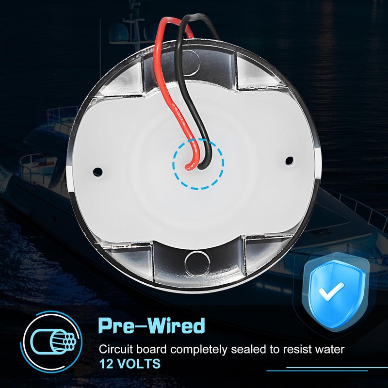 UCINNOVATE 4Pcs 3.15”Round LED Marine Light with sliver housing, Navigation