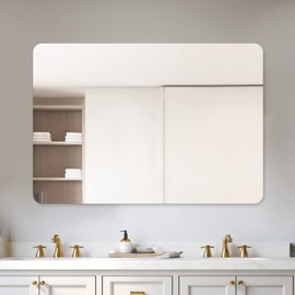 Mirrorons 40 x 30 Bathroom Mirror, Rounded Corner Frameless Mirror, Modern Bathroom Wall Mirror Vanity Mirror for Living Room, Bedroom, Bathroom, Entryway (Horizontal/Vertical)