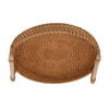 Rattan Fruit Tray with Solid Wood Handles Exquisite Hand Woven