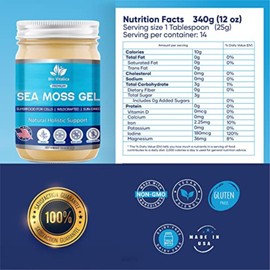 Sea Moss Gel by BioVitalica - Irish sea Moss raw Organic - Premium Quality - Dr Sebi, Vegan superfood for Cells - 100% Natural Seamoss Gel - (Pack of 2, Original)