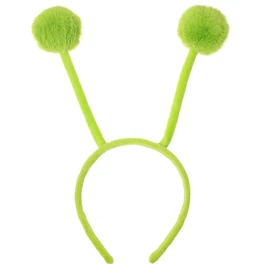 CHEU antenna headband costume as bee, snail, ant, insect props with bendable plush pom pom bopper (green)