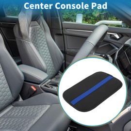 A ABSOPRO Car Armrest Cushion Pad Non-slip 12.20"x7.48" Seat Box Cover Protector Microfiber Leather Black,Blue Center Console Lid