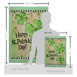 Breeze Decor S102032-BO Day Clover Spring St Patrick Decorative Vertical Flags Set, 1 x House & 1 x Garden, Thick Fabric