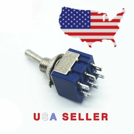 InduTec (1) 2 Position DPDT Mini Toggle Switch ON ON 6 Pins / Lug 125V AC 6A USA Seller