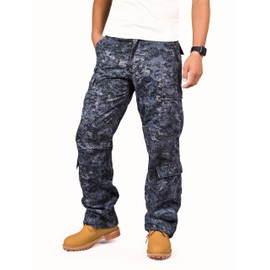 BACKBONE Mens Military Army Airborne Trooper Vintage Cargo Pants Trousers (Midnight Blue Digital Camo, Size 30)