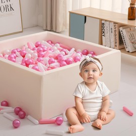 Heopeis Ball Pit Balls and Strips for Ball Pits, 120pcs Cute Plastic Star Toy Balls for Kids, Baby Toddler 1-3 Birthday, Bounce House, Play Tent, Baby Pool Water Toys, Party (Pearl Pink Purple)