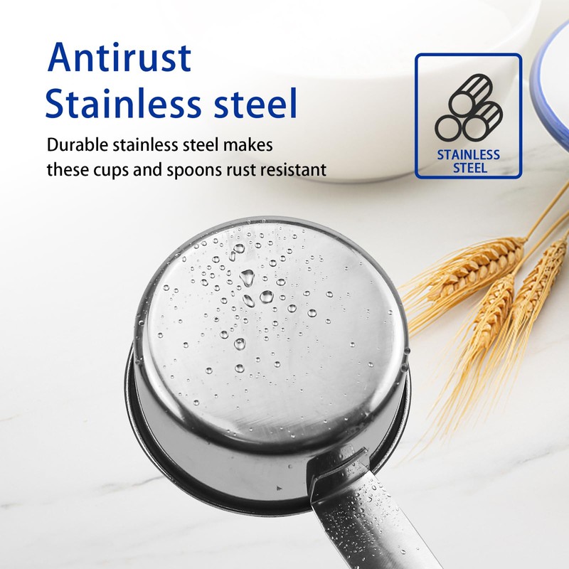 14Piece Stainless Steel Measuring Spoons and Cups Combo Stainless Steel