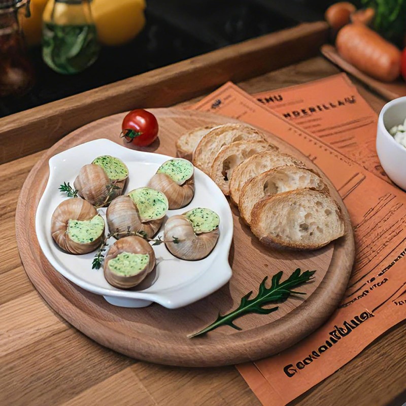 Okllen 4 Pack Ceramic Escargot Plates with 6 Holes and