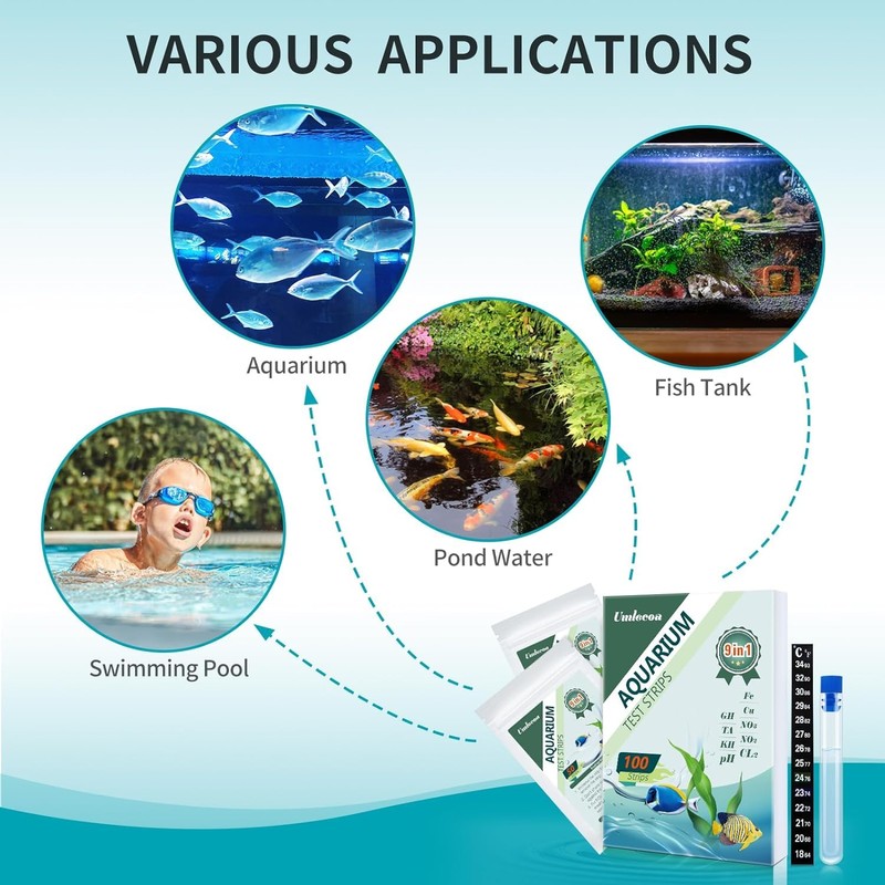 JINDUN 9 in 1 Aquarium Test Kit for Freshwater and