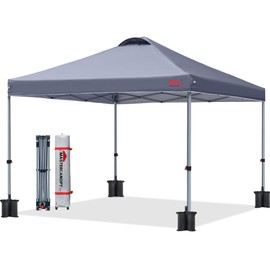 MASTERCANOPY Durable Pop-up Canopy Tent with Roller Bag (10x10, Gray)