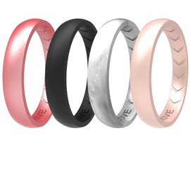 icooci 10/6/4 Packs Inner Arc Ergonomic Breathable Design, Silicone Rings for Women, Women's Silicone Wedding Band, 6mm Wide - 2mm Thick,Size 10