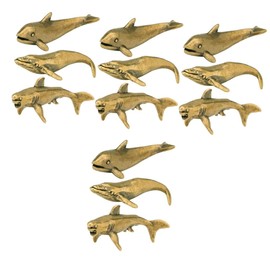 Alipis 12 Pcs Brass Shark Ornament Brass Animal Statue Retro Shark Figurine Dolphin Brass Statue Vintage Ornaments Fish Decorations for Tank Whale Shaped Figurine Display Car Office