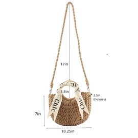 Eiyye Women's Shoulder Bag Handbags Beach Crossbody Bag Woven Bag Straw Purse Small Top Handle Bags khaki