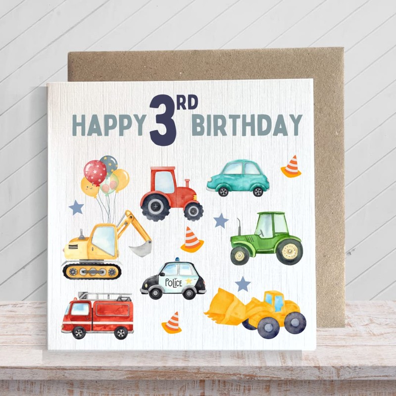 Second Ave 3rd Birthday Age 3 Children's Kids Baby Tractor