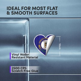 Vinyl Heart Stickers (Set of 4) 10cm - Kentucky Flag Vector Emblem for Laptops, Tablets, Luggage, Scrap Booking, Fridges #60754