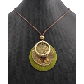 joymiao Leather Wrap Necklace for Women Long Necklace Bohemian Hippie Choker Necklace Wood Necklace Pendant Boho Tribal Necklace for Woman Gifts