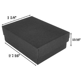 888 Display - Pack of 10 Boxes of 2 7/16" x 1 5/8" x 13/16" Black Matte Cotton Filled Jewelry Boxes