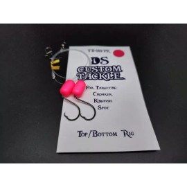DS Custom Tackle Top and Bottom Rig high low surf fishing rig whiting spot croaker pompano - Pink