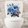 Beautiful Blue Roses Toilet Cover Sticker Decals,Fish Bird Flower Leaf