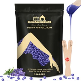 Lifestance Lifestance 2.5lb Wax Beads Kit, Lavender Hard Wax Beans For Hair Removal Brazilian Bikini Leg Underarm with 30 Applicators Waxing for Fine Coarse Hair Women Men Large Refill for Wax Warmers at Home