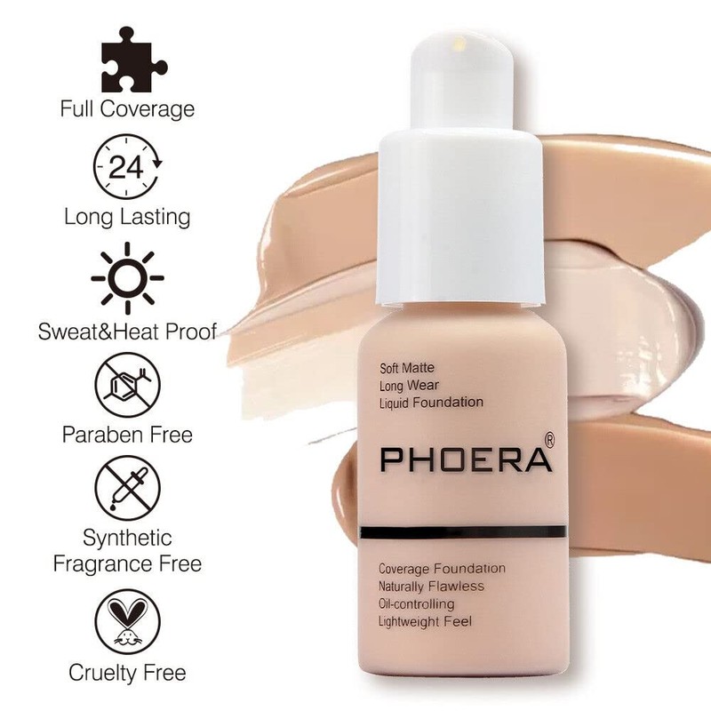 Phoera® Full Coverage Foundation Soft Matte Oil Control Concealer 30ml