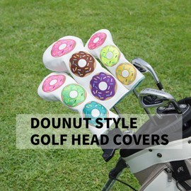Golf Club Head Covers - Golf Driver Headcover/ 3 Wood Fairway Cover/Hybrid Headcover Head Covers - Donuts Style Premium Leather Driver Fairway Wood Rescue Head Covers Rotatable (for Fairway(1pc))