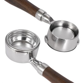 58mm Bottomless Portafilter with Double Shot Filter Basket & Wood Handle for Breville Oracle, Oracle Touch, Dual Boiler BES980XL BES990BSS BES920XL Espresso Machine