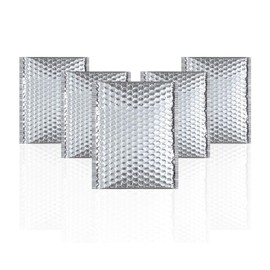 Amiff Silver Bubble Mailers Pack of 10 Bubble Poly Mailers 8 x 11 Thermal Wrap Mailers 8x11 Packing Envelopes Bubble Mailer, Metalic Bubble Mailer with Self-Sealing