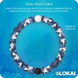Lokai Silicone Beaded Bracelets for Women & Men, Mako Shark (Small) - Stylish Jewelry Fashion Bead Bracelet with Black & White Beads - Ring Bangle Slide-On Style Over Wrist for Comfortable Fit