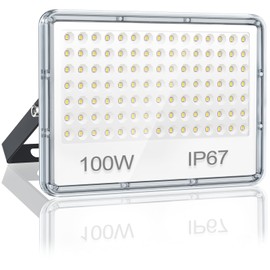 YIQIBRO LED Outdoor Spotlight 100 W, LED Floodlight Outdoor 10000 lm, Outdoor Spotlight LED Waterproof IP67, 7000 K Cool White Super Bright Outdoor Spotlight LED Window Launcher for Warehouse, Garden,