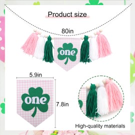 Patrick's Day 1st Birthday High Chair Banner for Girls - Shamrock Lucky One Pink Tassel Highchair Banner, Patrick's Day Birthday Decorations for Girls, St.Patrick's Day 1st Birthday Decor