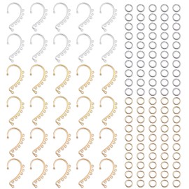 30 Pcs DIY Ear Cuffs Earrings, Blanks 7 Holes Retro Ear Cuff Ear Wraps Earrings with 100 Open Jump Rings, Non Piercing Ear Wraps Earrings Tassel Drop Earrings for DIY Jewelry Earrings