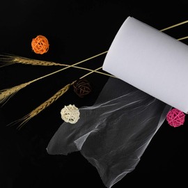 Gudotra Weißer Tüll Rolle Hochzeit Tüllband Weiß 15 cm x 91 Meter Dekoration für Hochzeit Kommunion Geburtstag Weihnachten Stühle Tisch Auto (Weiß 15 cm x 91 m)