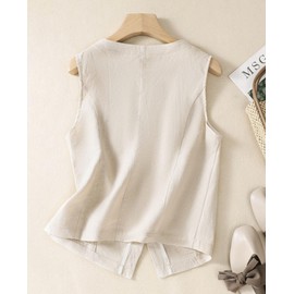 MINTLIMIT Women's Linen Vest Casual Button Down Sleeveless V Neck Lightweight Business Jacket Waistcoat Vest with Pocket