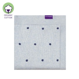 Clevamama Knitted Pom Pom Baby Blanket, Soft Organic Cotton Newborn Blankets - 80x100cm, Blue