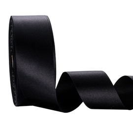 SHINIYUKI 1 1/2 Inch Black Satin Ribbon for Flower Bouquet, listones/Cinta para Flores eternas, Crafts, Gift Wrapping, 50 Yards