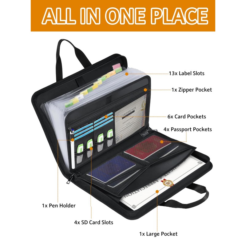 onvvippiv Important Document Organizer Folio Accordion File Organizer Fireproof Expanding