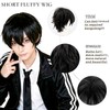 PORSMEER Unisex Short Bob Wig, Natural Layer Straight Fluffy Hair