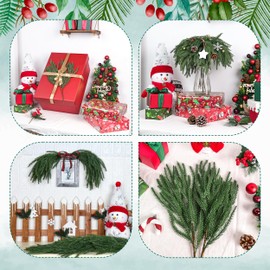 Der Rose 12Pcs Christmas Norfolk Pine Stems, 18 Inch Artificial Pine Branches Faux Cedar Stems Greenery Picks for Xmas DIY Crafts Wreath Garland Home Outdoor Christmas Decorations Indoor