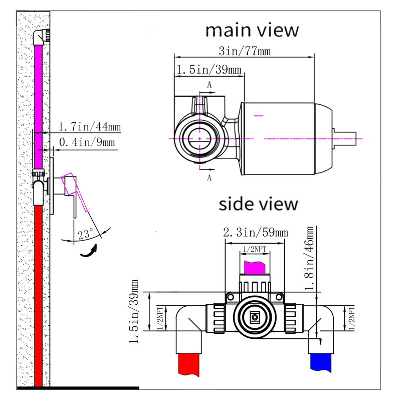 DOLGABA Single Function Shower Handle Valve Bathroom Trim Kit Rough-In