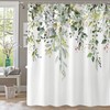 kampdream Green Eucalyptus Plant Shower Curtain, Watercolor Leaves On The