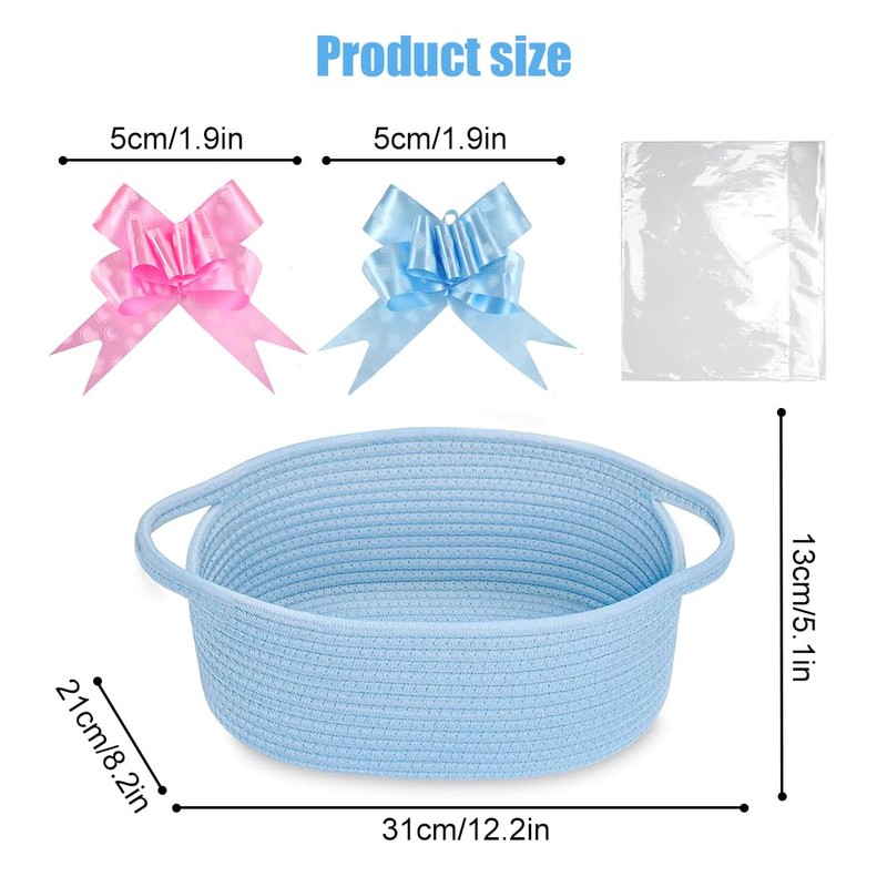 Hojalis Gift Basket, Woven Rope Basket with Cellophane Bags &