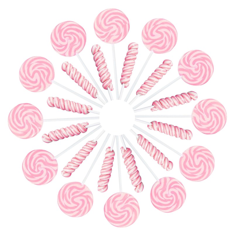 Pink Candy - 12 Swirl And 12 Twisty Lollipops -