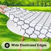 Smiry Round Picnic Tablecloth, Waterproof Elastic Fitted Table Covers for